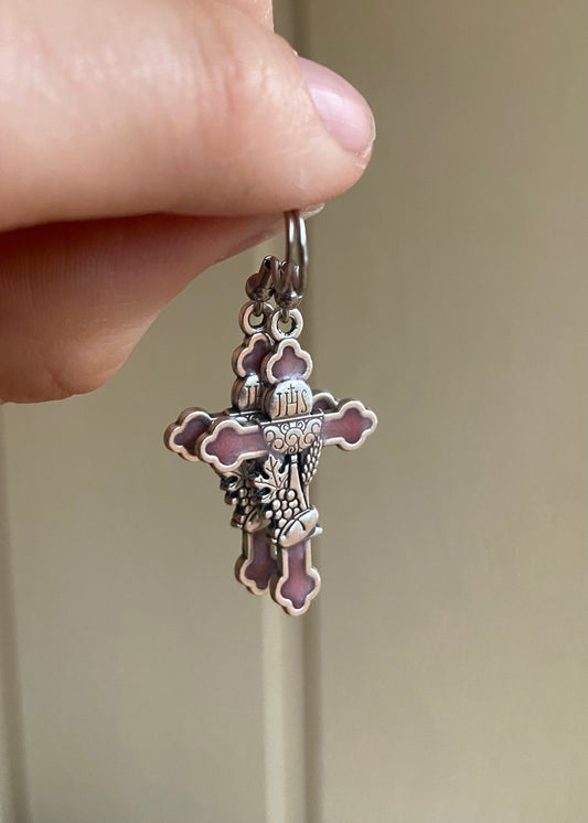 Pink Eucharist Cross Earrings