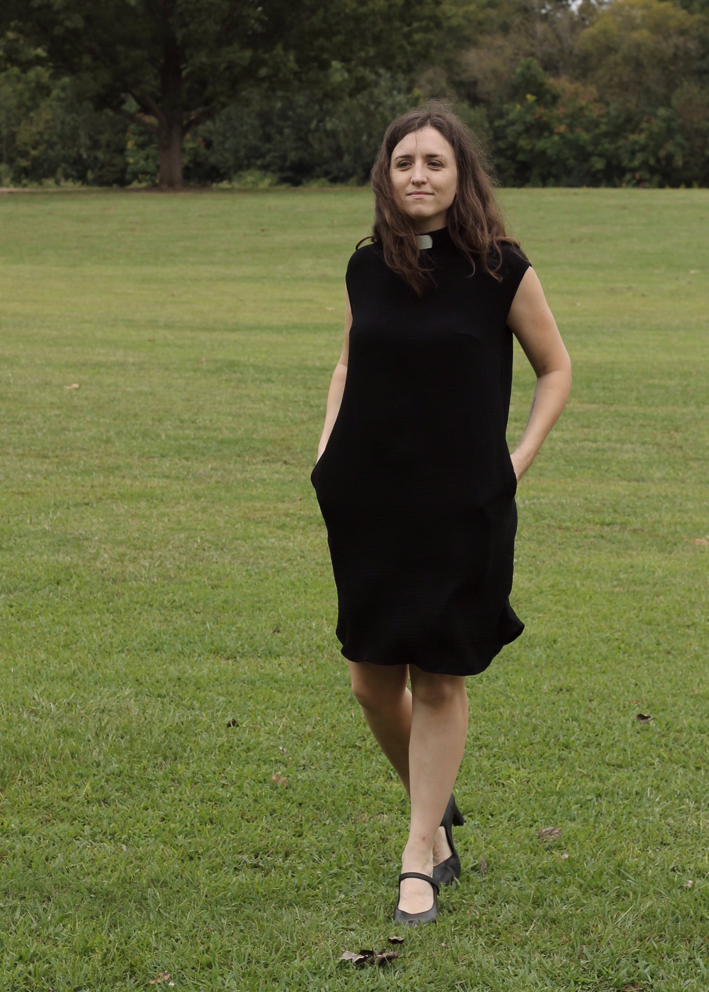 Vestido clergy de corte relajado de gasa de algodón "Rhoda"